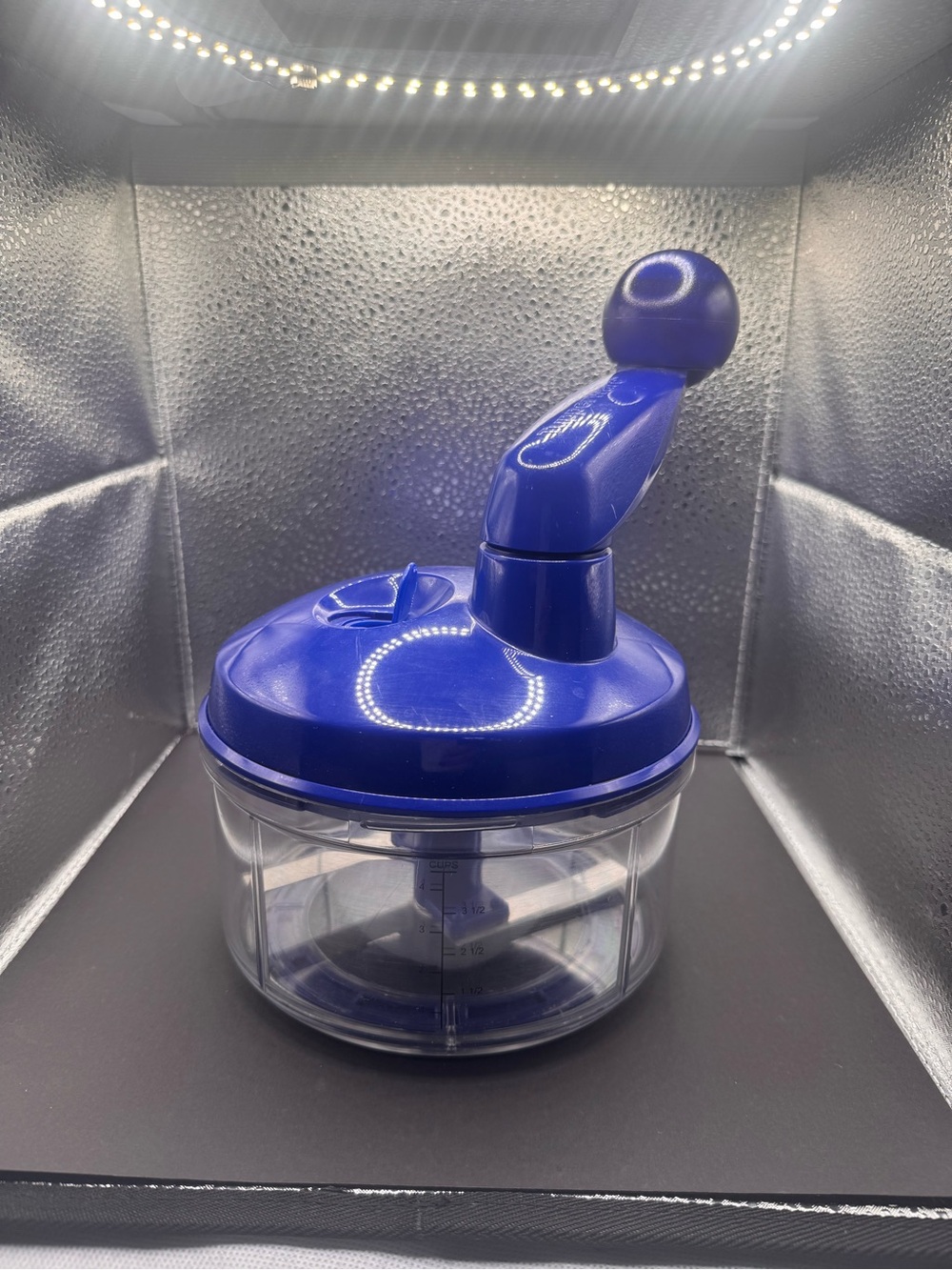 Blue Manual Food Chopper  - Compact Handheld Kitchen Toy